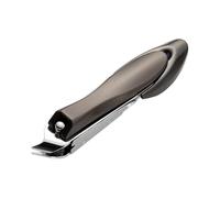 COOVS Cortauñas antisalpicaduras de acero inoxidable afilado cortador de uñas duras tijeras de uñas grandes pedicura oblicua boca herramientas de manicura (color: negro medio oblicuo)