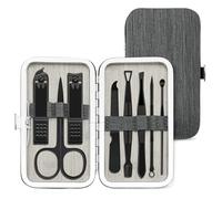 COOVS Herramienta cortaúñas de acero profesional cortador de uñas pedicura tijeras de piel muerta multifunción tijeras de uñas aseo conjunto de manicura (color: 8 piezas gris)
