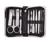 COOVS Juego de 11-26 piezas de cortaúñas profesional de acero inoxidable, cortador de uñas, tijera, cortacutículas, juego de herramientas de uñas (color: 11 piezas negro)