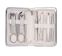 COOVS Juego de 11-26 piezas de cortaúñas profesional de acero inoxidable, cortador de uñas, tijera, cortacutículas, juego de herramientas de uñas (color: 11 piezas, blanco)