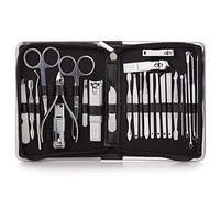 COOVS Juego de 11-26 piezas de cortaúñas profesional de acero inoxidable, cortador de uñas, tijera, cortacutículas, juego de herramientas de uñas (color: 26 piezas negro)