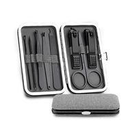 COOVS Juego de 8 cortaúñas de acero inoxidable, tijeras portátiles con caja recortadora, kits de corte de manicura para herramientas de uñas (color: gris)