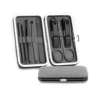 COOVS Juego de 8 cortaúñas de acero inoxidable, tijeras profesionales con recortadora de caja, kits de corte de manicura para herramientas de uñas (color: gris)