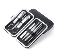 COOVS Juego de 8 cortaúñas multifunción de acero inoxidable para pedicura, tijeras, pinzas, kit de manicura, herramientas de arte de uñas (color: Preto)