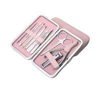 COOVS Juego de cortaúñas de 7/18 piezas, cortador de uñas de acero inoxidable negro, tijeras de pedicura afiladas, juego de herramientas de manicura (color: 9 piezas rosa)
