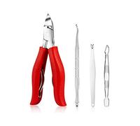 COOVS Juego de pedicura cortaúñas para dedos de los pies, uñas encarnadas, cortadores de piel muerta, removedor de suciedad de acero inoxidable, herramientas de manicura (color: 4 piezas rojo)