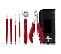 COOVS Juego de pedicura cortaúñas para dedos de los pies, uñas encarnadas, cortadores de piel muerta, removedor de suciedad de acero inoxidable, herramientas de manicura (color: 7 piezas rojo)