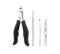 COOVS Juego de pedicura cortaúñas para dedos de los pies, uñas encarnadas, cortadores de piel muerta, removedor de suciedad de acero inoxidable, herramientas de manicura (color: 4 piezas negro)