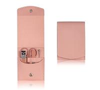 COOVS Juego de tijeras de pedicura de acero inoxidable con gancho de águila portátil para manicura y cortaúñas, juego de herramientas de maquillaje (color: 4 piezas, poliuretano rosa)