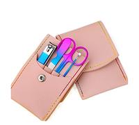 COOVS Juego de tijeras de uñas coloridas plegables de acero inoxidable para el acné, cuchara para orejas, cortaúñas, herramienta de manicura profesional multifunción (color: 4 piezas)
