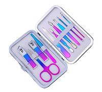 COOVS Juego de tijeras de uñas coloridas plegables de acero inoxidable para el acné, cuchara para orejas, cortaúñas, herramienta de manicura profesional multifunción (color: 10 piezas)