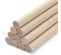 Coowayze Varillas de Madera para Pasadores, 10 Piezas 1,5 x 30 cm, Palitos Redondos sin Acabar para Manualidades, Macramé, Artes y Bricolaje, Sopor