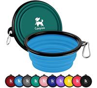 COOYOO Cuenco plegable para perros, paquete de 2 cuencos plegables para agua para perros y gatos, plato de riego portátil para mascotas, para caminar, estacionar, viajar con 2 mosquetones
