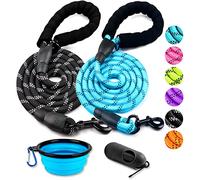 COOYOO Paquete de 2 Correas para Perro de 6 pies Resistentes, Mango Acolchado cómodo, Correa Reflectante para Perros medianos y Grandes con Cuenco Plegable para Mascotas