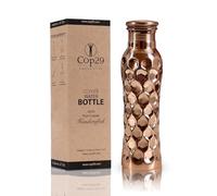 COP29 Botella de Agua de Hada de Cobre Puro Hecha a Mano: un Recipiente de Cobre ayurvédico, Embalaje de Regalo: 900 ml / 30 oz (Panal Brillante)