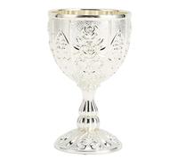 Copa Cáliz Vintage, Copas de Vino Estilo Europeo Copa de Vino de Metal con Flor en Relieve Copa de Vino de Plata Copa de Licor de Metal para Decoración de Bodas de Fiesta(Silver)
