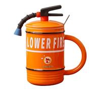 Copa Creativa De Extinción De Fuego - Taza De Café, Tazón De Té Novedoso | Regalo De Bombero Con Tapa Y Cuchara Divertidas, Taza De Cerámica De 480 Ml, Copa De Agua De Gran Gusto Para Favores De Fiest