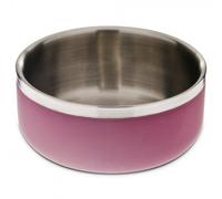 Copa de acero inoxidable de doble pared mate para perros - Ferribiella - Tamaño: Pequeño | Color del Producto: Burdeos