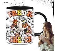 Copa de beber fantasma - Copa de leche 3D con asa, taza de Halloween de cerámica | 350 ml de té o taza de café para casa, escuela, decoración de la oficina, lindo diseño fantasma para centros de mesa
