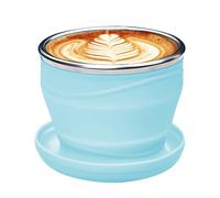 Copa de café plegable de silicona - taza plegable | Mugas de viaje portátiles | Copas plegables para viajes | Copa de bebida plegable de 180 ml con cordón | Taza de agua que ahorra espacio pe