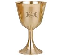 Copa de cáliz, copa de cáliz de cobre con pentagrama de triple, copas de vino de metal para uso ceremonial, vino, altar y decoración religiosa