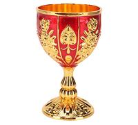 Copa de Cáliz de Oro de 4 Pulgadas, Chulo Dorado de Aleación de Zinc, Diseño de Flores en Relieve Retro, Elegante para Barra de Banquete (oro rojo)