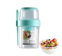 Copa De Cereales De Viaje - 29 Ooz De Leche Portátil Y Recipiente De Cereal Con Cuchara | Tazón De Desayuno Reutilizable Para Avena, Granola, Yogurt, Almacenamiento De Alimentos Compactos Para Viajes,