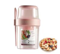 Copa De Cereales De Viaje - 29 Ooz De Leche Portátil Y Recipiente De Cereal Con Cuchara | Tazón De Desayuno Reutilizable Para Avena, Granola, Yogurt, Almacenamiento De Alimentos Compactos Para Viajes,