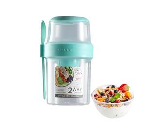 Copa De Cereales De Viaje - 29 Ooz De Leche Portátil Y Recipiente De Cereal Con Cuchara | Tazón De Desayuno Reutilizable Para Avena, Granola, Yogurt, Almacenamiento De Alimentos Compactos Para Viajes,