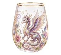 Copa de cristal dragón Fantasía Floral Dorado (A) - Edición limitada 2026 | Taza de café con borde dorado, caja de regalo coleccionable para los amantes del dragón, cumpleaños, Navidad (A)