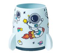 Copa de lápiz de escritorio - Contenedores de bolígrafos | Rocket Ship Cup Forma de cohete de alta capacidad con adhesivo de astronautas de escritorio para estudiantes