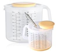 Copa de medición con tapa, copa de medición de 2.5L con mango, mezcla a prueba de salpicaduras y tazones con escala transparente para tazones para hornear