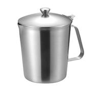 Copa de medición de acero inoxidable Marcas transparentes multipropósito de leche con tapa con tapa del mango para la cafetería de arte en latte 500 ml