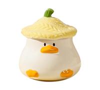 Copa De Pato De Whimsy - Tapa De Sombrero De Taza De Cerámica, Vajilla De Animales 3d | Linda Taza De Café De Pato De 400 Ml Con Asa Y Tapa, Taza De Colección Pintada A Mano Para Adultos Mujeres Hombr
