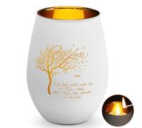 Copa de Vela, Luz Conmemorativa de Luto, Texto en Alemán Du BIST Nicht Mehr da, wo Du warst, Aber Du BIST überall, wo wir Sind, Blanco Portavelas para Regalar