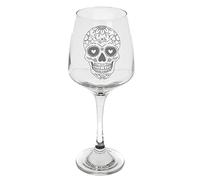 Copa de vino con diseño de calavera de azúcar, regalos de cumpleaños para ella y él, copa de vino alta grabada
