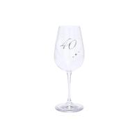 Copa de vino de 40.º cumpleaños con corazón grabado y detalles de diamantes, 550 ml, en caja de regalo