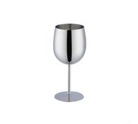 Copa de vino de acero inoxidable de 350 ml con base plana ancha y tallo largo para una mejor aireación, para camping, fiestas, bares y beber al aire libre (plata)