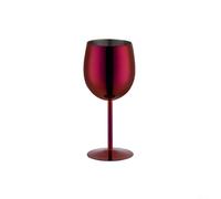 Copa de vino de acero inoxidable de 350 ml con base plana y tallo largo, inastillable y para uso en exteriores, incluyendo viajes a la playa y para bares (rojo)