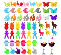 Copa De Vino Marcador Silicona, 54 Piezas Copas De Vino Marcador De Taza, Reutilizable Identificador De Copas, Marcadores Copas De Vino Para Botella De Vidrio De Bebida, Copas De Champán