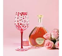 Copa de vino pintada a mano, copa de vino con tachuelas de diamante, 15.5 onzas, regalo para cumpleaños, bodas, día de San Valentín
