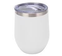 Copa de Vino sin Tallo de Acero Inoxidable con Aislamiento Al Vacío con Tapa, Capacidad de 12 Oz, Taza de Vino Multiusos para café, Cócteles, Helado, Diseño Hermoso y Conveniente (WHITE)