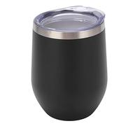 Copa de Vino sin Tallo de Acero Inoxidable con Aislamiento Al Vacío con Tapa, Capacidad de 12 Oz, Taza de Vino Multiusos para café, Cócteles, Helado, Diseño Hermoso y Conveniente (BLACK)