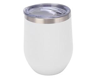 Copa de Vino sin Tallo de Acero Inoxidable con Aislamiento Al Vacío con Tapa, Capacidad de 12 Oz, Taza de Vino Multiusos para café, Cócteles, Helado, Diseño Hermoso y Conveniente (WHITE)