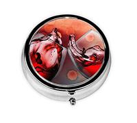 Copa de vino tinto Cheers impreso, pastillero, pastillero cuadrado para bolsillo o monedero pequeño contenedor de pastillas organizador de pastillas de viaje