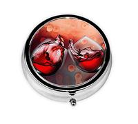 Copa de vino tinto Cheers impreso, pastillero, pastillero cuadrado para bolsillo o monedero pequeño contenedor de pastillas organizador de pastillas de viaje