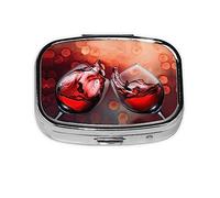 Copa de vino tinto Cheers impreso, pastillero, pastillero cuadrado para bolsillo o monedero pequeño contenedor de pastillas organizador de pastillas de viaje