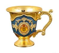 Copa de vino vintage de aleación de zinc de metal para bar fiesta café o cóctel, taza de té decorativa con elegante estilo europeo e incrustaciones intrincadas (C)