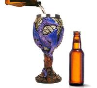 Copa Medieval - Construcción duradera de acero inoxidable premium, intrincado diseño de dragón de estilo vintage auténtico, aparador para beber vino multiusos para pantalla decorativa | Copa de
