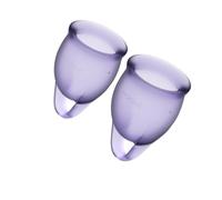 Copa menstrual Satisfyer Feel Confident Kit 15 ml y 20 ml silicona médica lila reutilizable